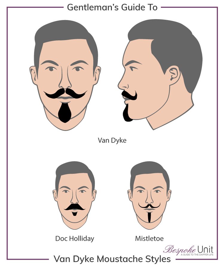 ما هي أنماط عائلة Van Dyke Moustache المختلفة؟